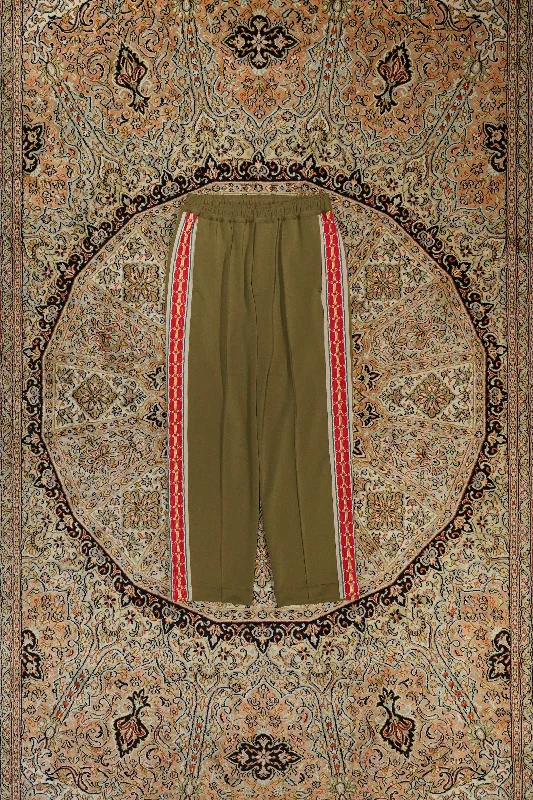 Sasquatchfabrix. LACE TAPE TRACK PANTS (COYOTE) Slim Fit Casual Pants