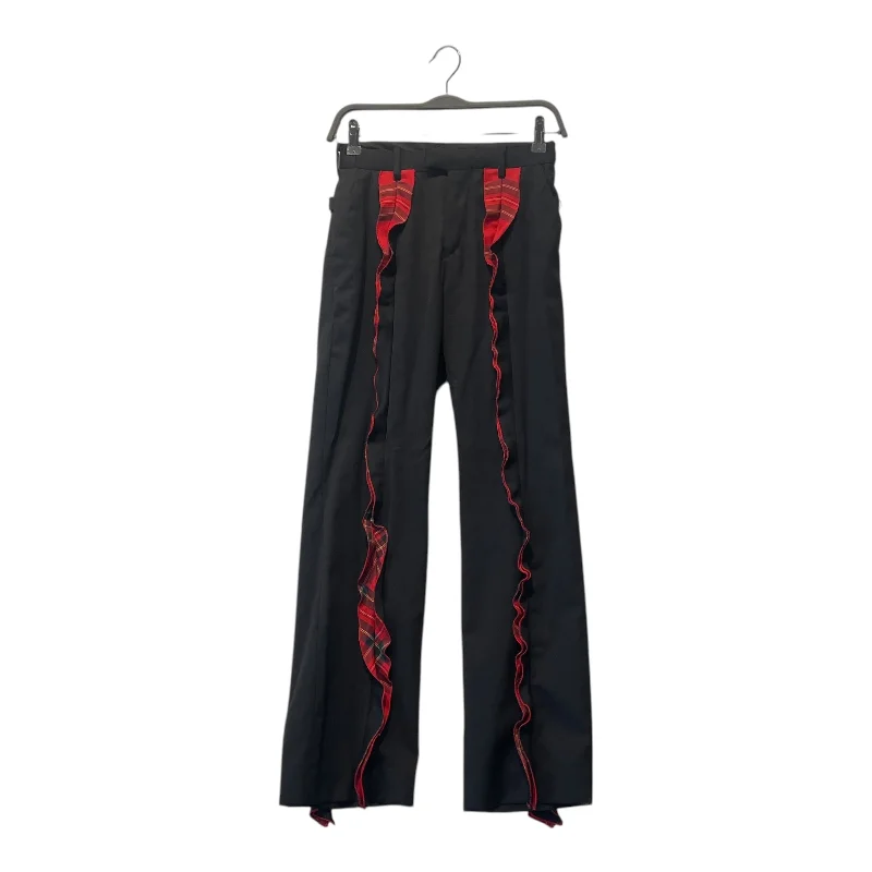 UNDERCOVER/Straight Pants/2/Wool/BLK/RED PLAID DETAILS Classic Straight-Leg Pants