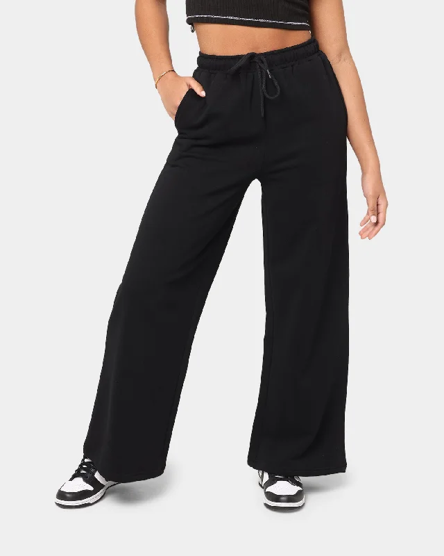 EN ES Women's Go Wide Leg Fleece Pants Black Casual Sweatpants Style