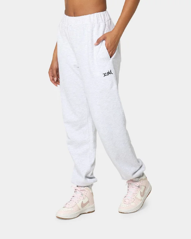 X-Girl Women's Mills Logo Track Pants Snow Marle Relaxed Casual Leggings