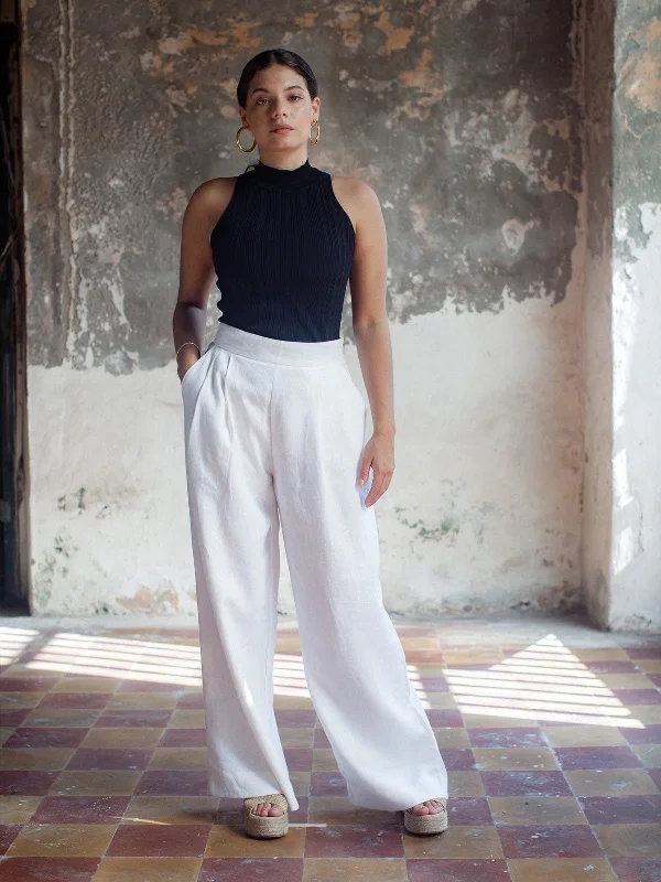 Roman Pants | White Trendy Palazzo Pants