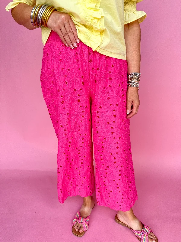 Taking In The Sights Pant - Hot Pink Chic Black Leggings