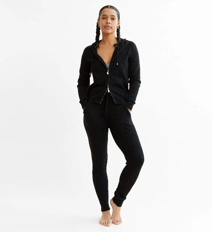 The Ribbed Cashmere Pants Comfortable Wide-Leg Pants