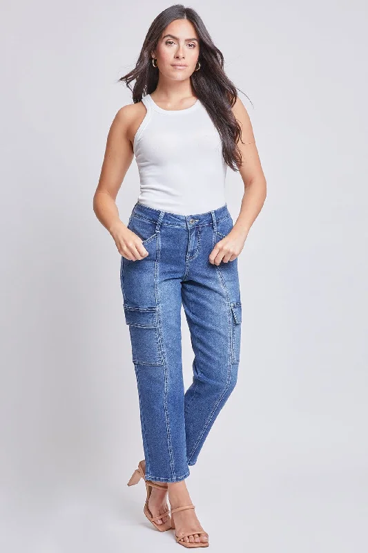 Women's Mid Rise Cargo Pants Trendy High-Waist Trousers