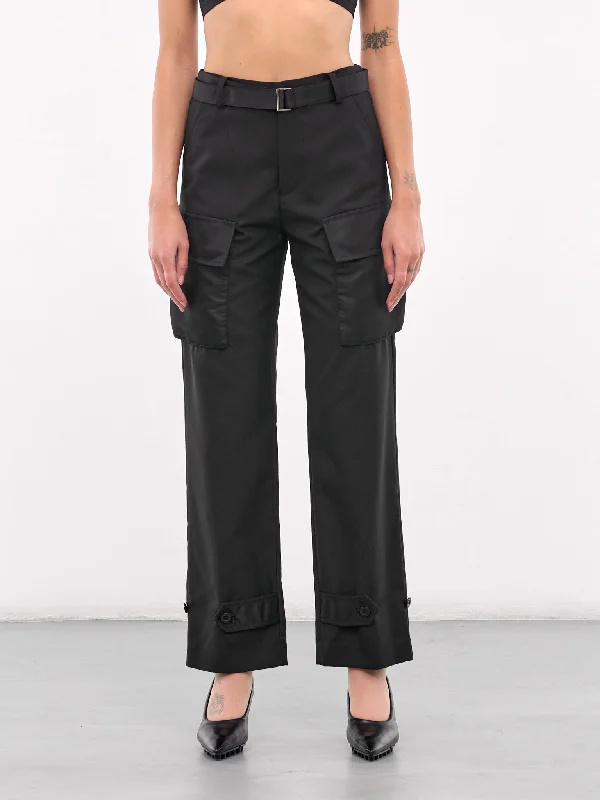 Suiting x Nylon Twill Pants (24-07512-001-BLACK) Chic Slim Fit Pants