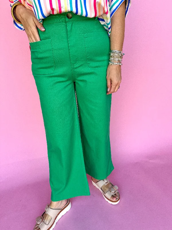 Manhattan Meeting Pants - Green Elegant Wool Trousers