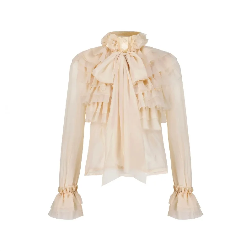 Ruffled Chiffon Blouse Feminine Ruffle Blouse