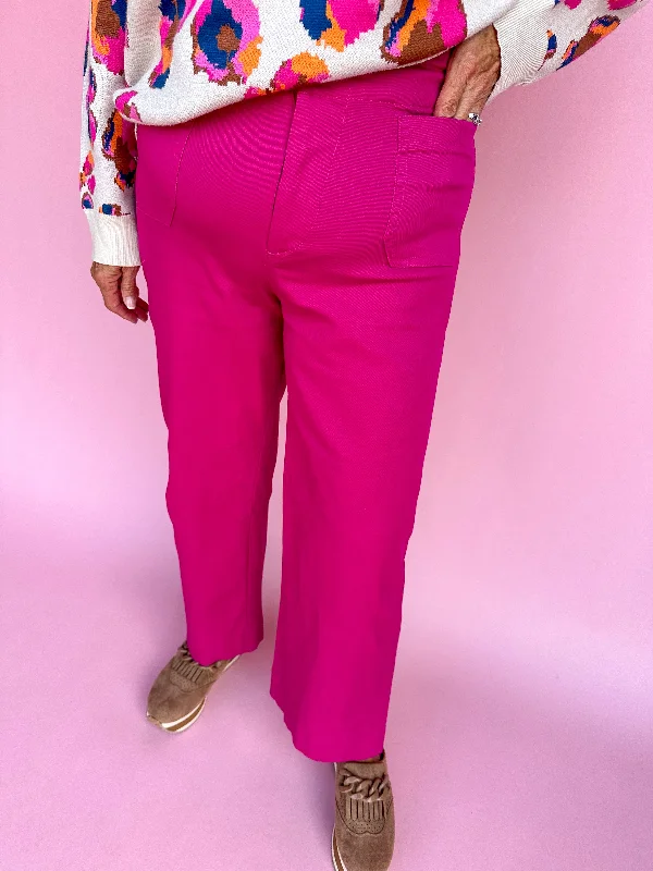Top Of The Charts Pants - Magenta Berry Trendy Wide-Leg Pants