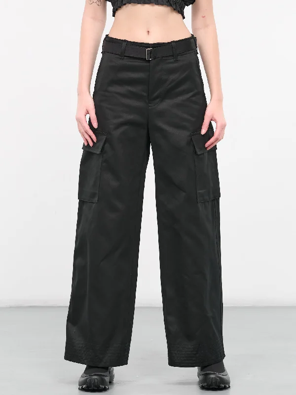 Belted Cargo Pants (24-07078-001-BLACK) Lightweight Linen Pants