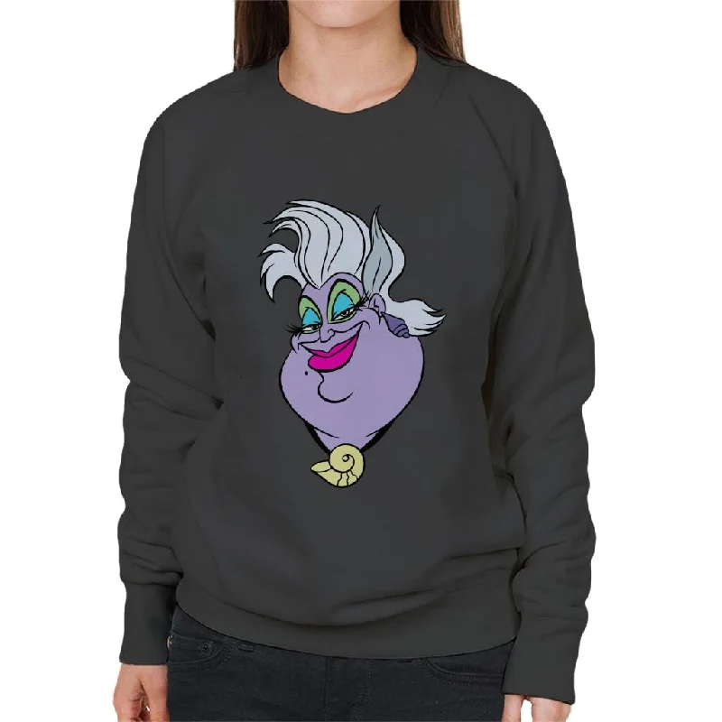 Disney Ursula Smile The Little Mermaid Women's Sweatshirt Hoodie with Exposed Zipper Edgy Industrial