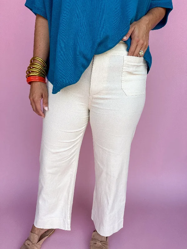 Top Of The Charts Pants - Eggshell Fashionable Jogger Pants