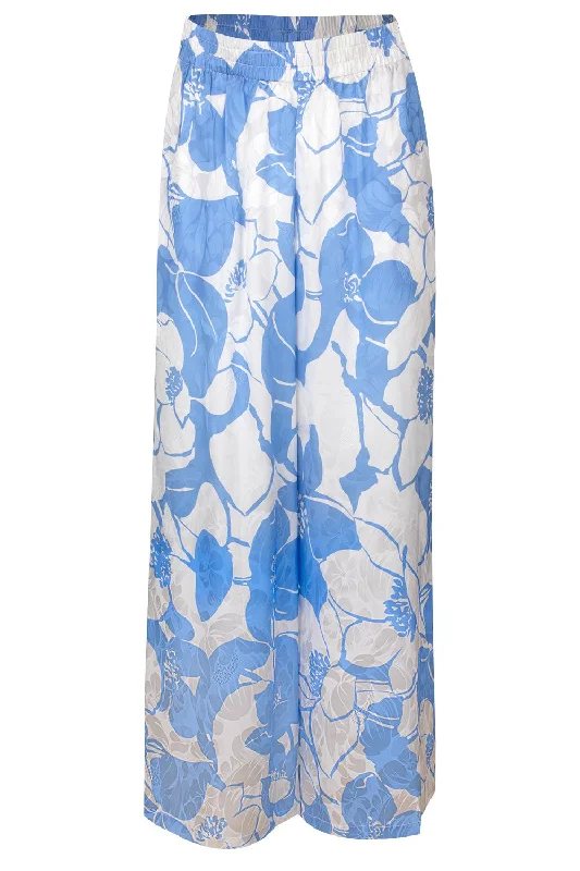 Jade Pant - Chelsea Blue Floral Relaxed Lounge Trousers