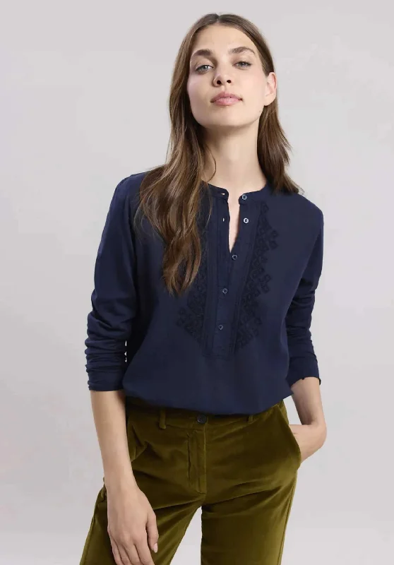 Blouse Taenia Bcte501 Dark-Navy Elegant Peplum Blouse