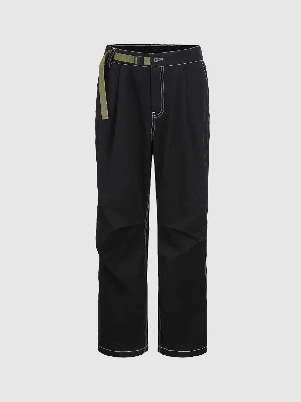 Denim Straight Pants Warm Wool Trousers