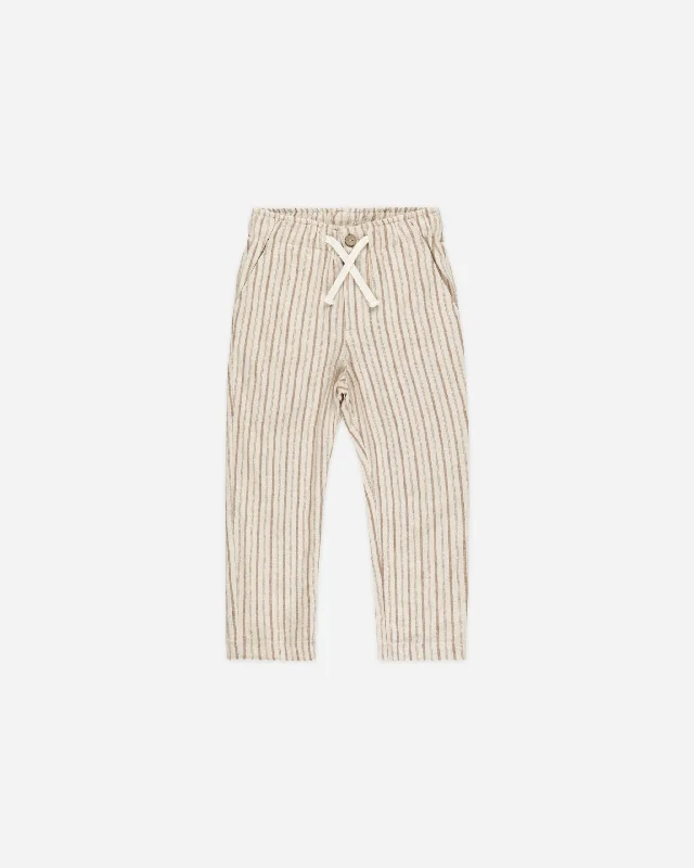 Kalen Pant || Saddle Pinstripe High-Waist Yoga Pants