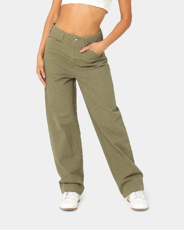 XLARGE Herringbone Twill 91 Pants Military Green Trendy Wide-Leg Pants