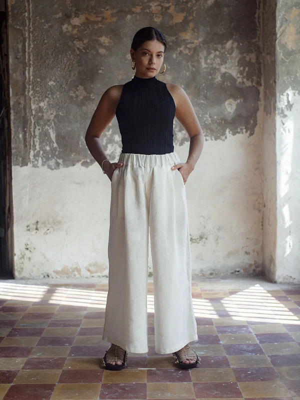Ayos Pants | White Relaxed Fit Trousers