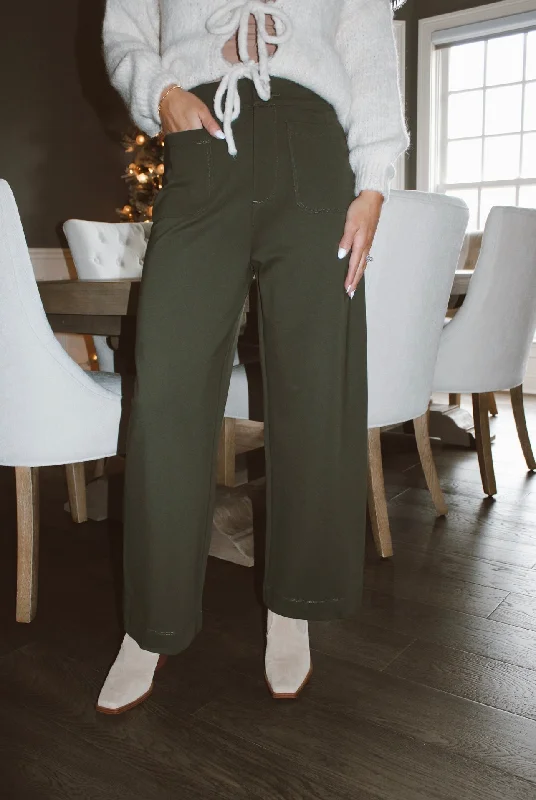 French Girl Crop Pant in Olive Cozy Jogger Leggings