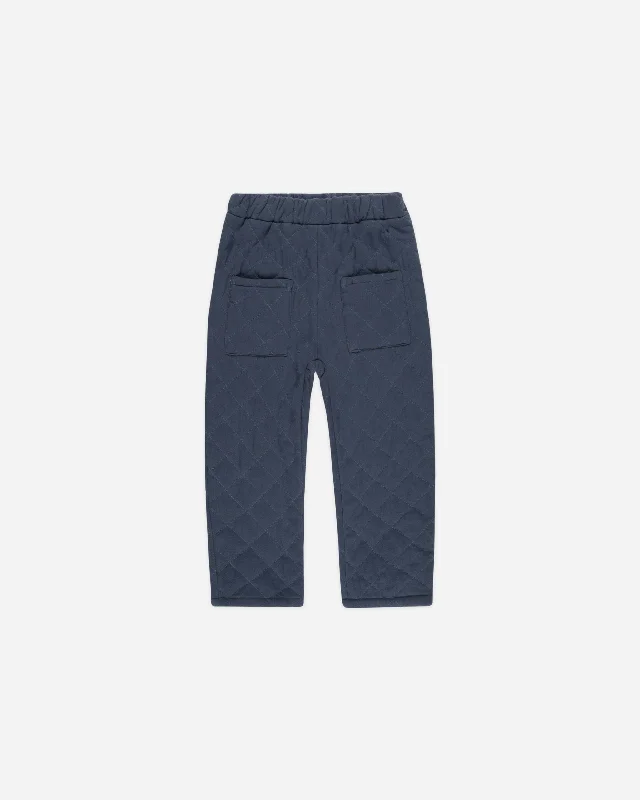 Quilted Winter Pant || Indigo Relaxed Fit Trousers