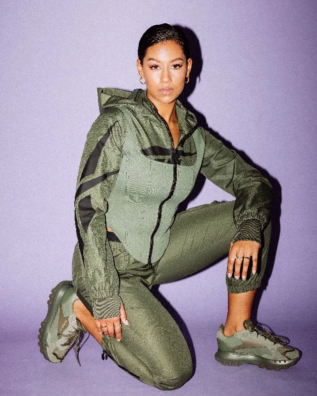 Reebok Women's Cardi B X Reebok Track Pants Hunter Green Slim Fit Casual Pants
