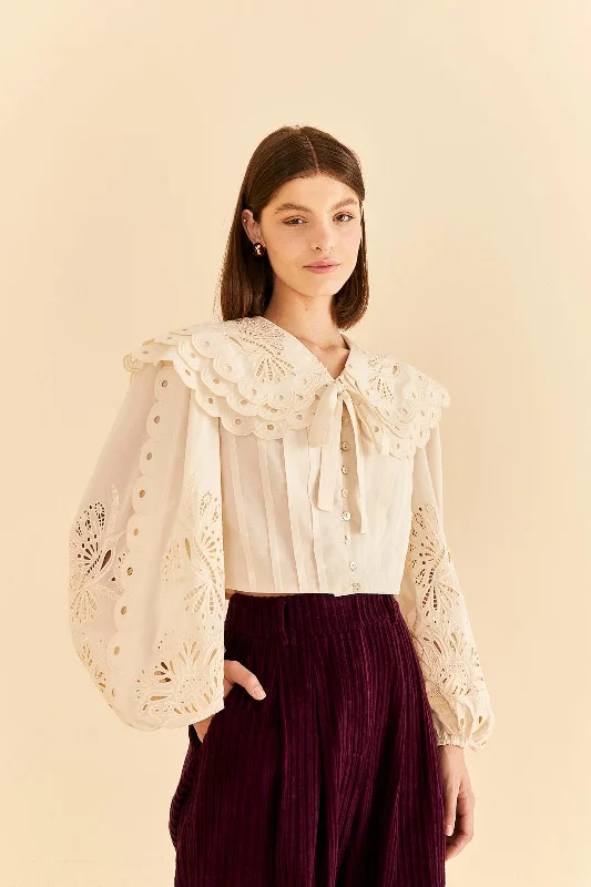 Blouse Rich 312044 Off-White Peter Pan Collar Blouse