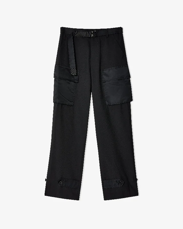 Sacai - Women's Suiting X Nylon Twill Pants - (Black) Cozy Fitted Pants