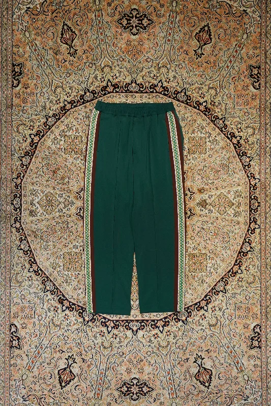 Sasquatchfabrix. LACE TAPE TRACK PANTS(DARK GREEN) Modern Stretch Trousers