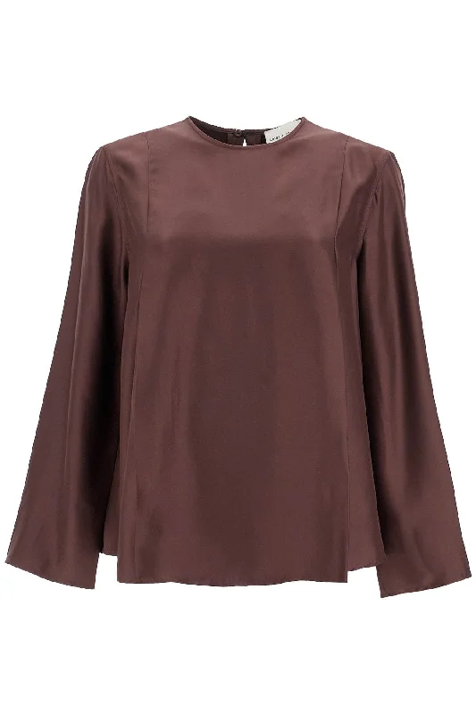 silk adalyn blouse ADALYN CHOCO Feminine Puff Blouse