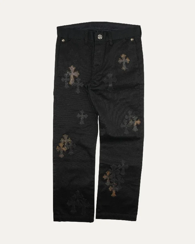 Cross Patch Chino Pants Comfortable Pleated Pants