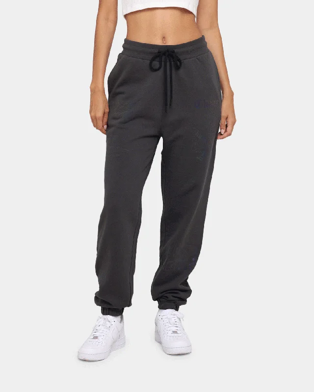 Loiter Reflective Chaos Multi Logo Track Pants Charcoal High-Waist Yoga Pants