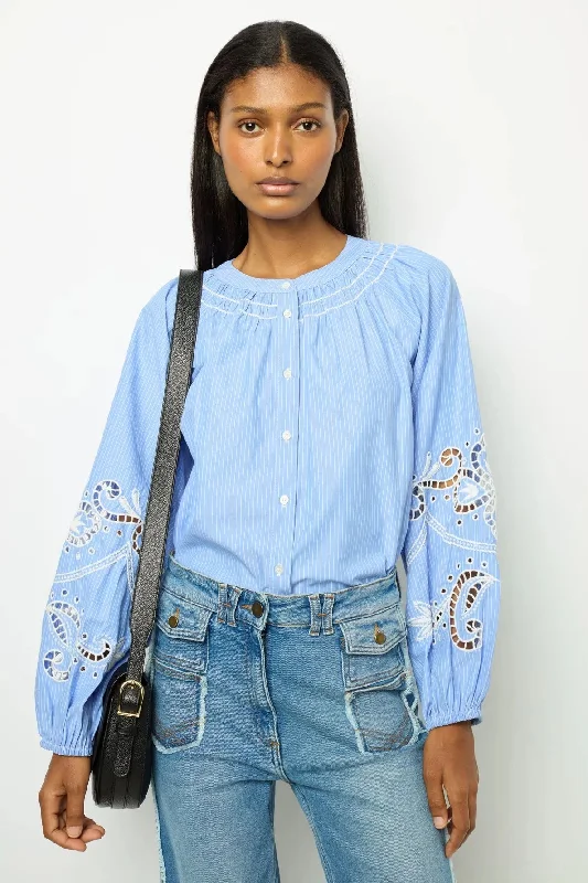 Blouse Bethsabee Dac75a157 Blue Delicate Pleat Blouse