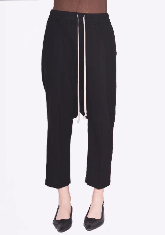 RICK OWENS WOMEN RP02C1308 WN DRAWSTRING CROPPED PANTS BLACK Casual Yoga Pants