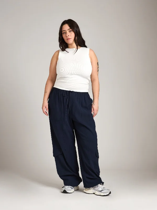 Martinez Relaxed Cargo Pocket Pants Elegant Silk Pants