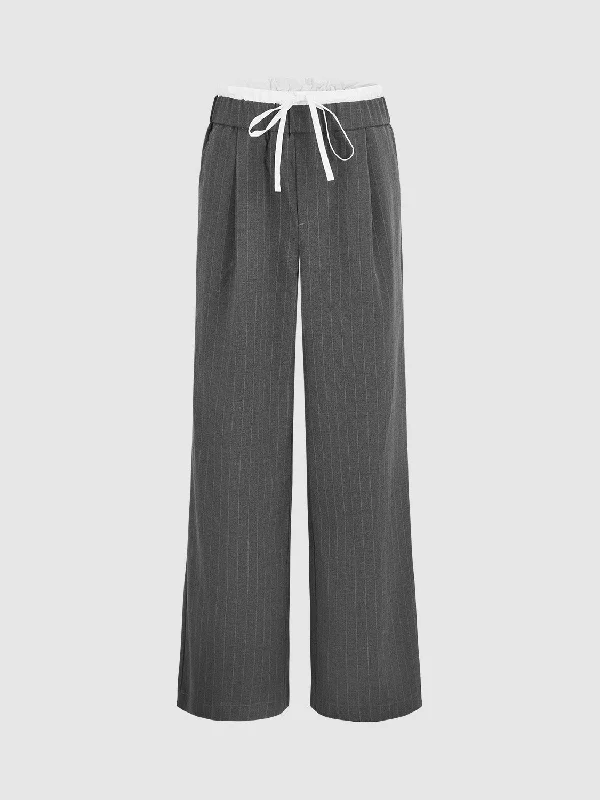 Bow Decor Wide-Leg Pants Soft Stretch Leggings