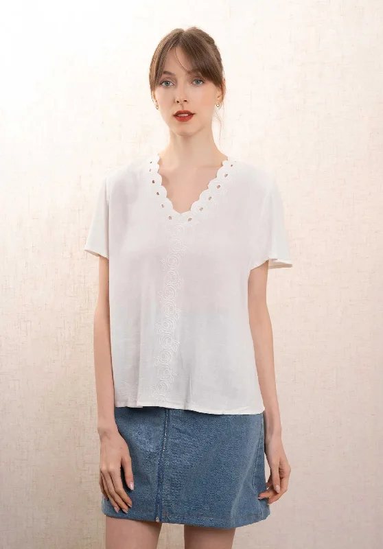 Blouse Sc310 White Soft Pastel Blouse