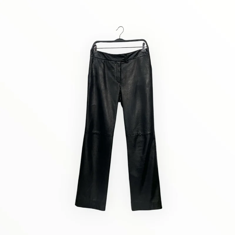 ARMANI COLLEZIONI/Straight Pants/6/Leather/BLK/ Sleek Black Pants