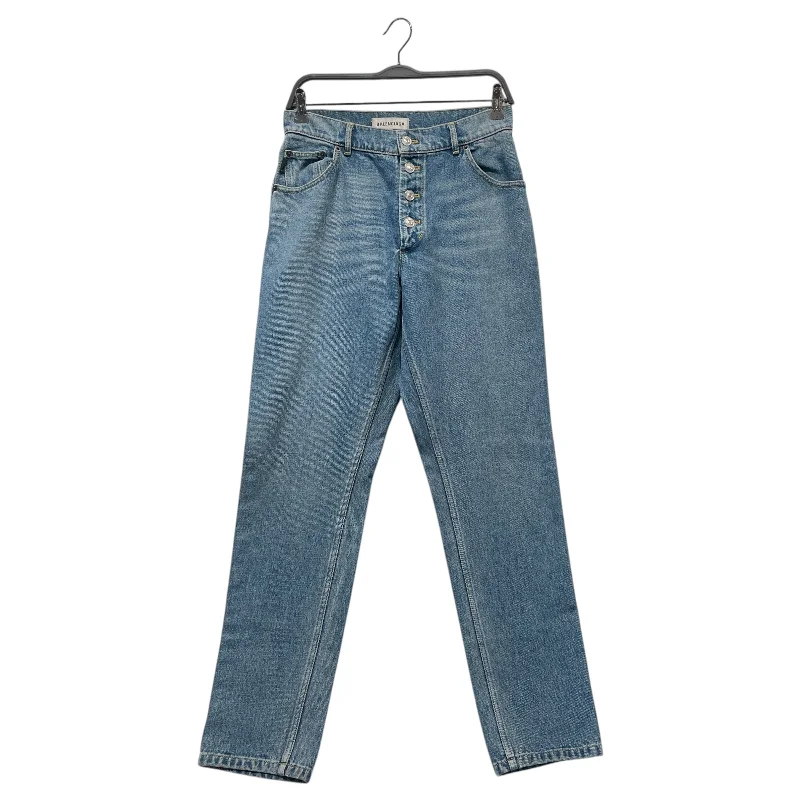 BALENCIAGA/Straight Pants/32/Denim/BLU/Button up Classic Cropped Pants