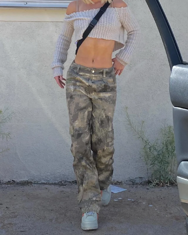XXIII Women's Abril Camo Pants Desert Camo Stylish Elastic Waist Pants