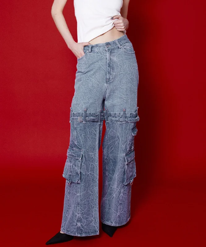 【SALE】Cargo Denim Pants Soft Stretch Pants