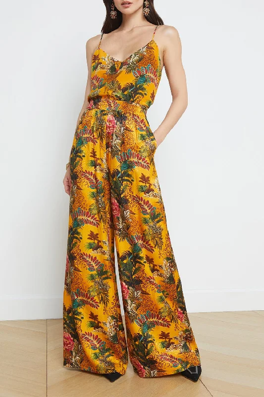 Lillian Pant - Yellow Floral Jungle Fashionable Track Pants