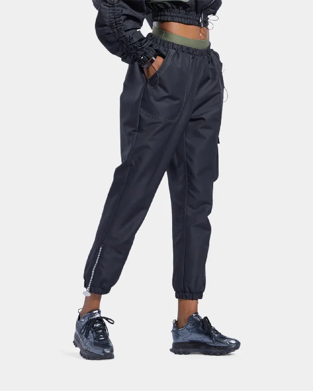 Reebok Women's Cardi B X Reebok Track Pants Black Trendy Velvet Pants