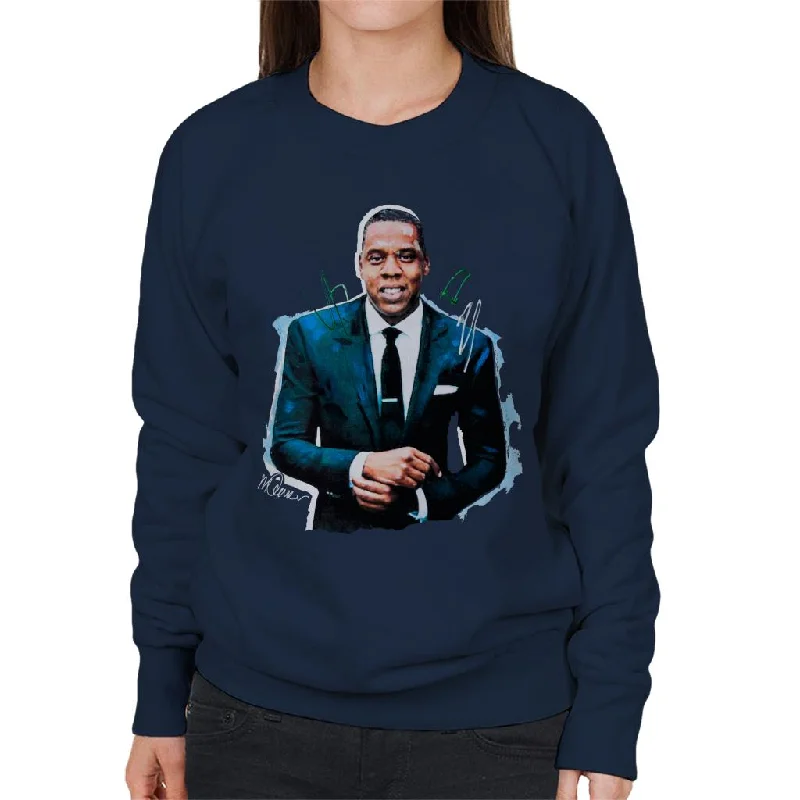 Sidney Maurer Original Portrait Of Jay Z Suit Women's Sweatshirt Hoodie with Front Slit Layering Stylish