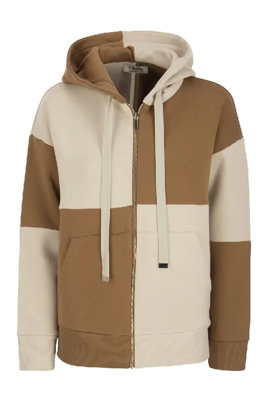 INNOCUO - Two-tone cotton blend sweatshirt Hoodie with Earth Tones Natural Calm