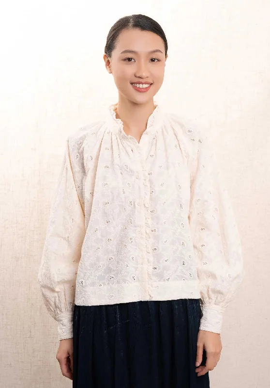 Blouse Chc-24011 Elianne Creme Elegant Embroidery Blouse