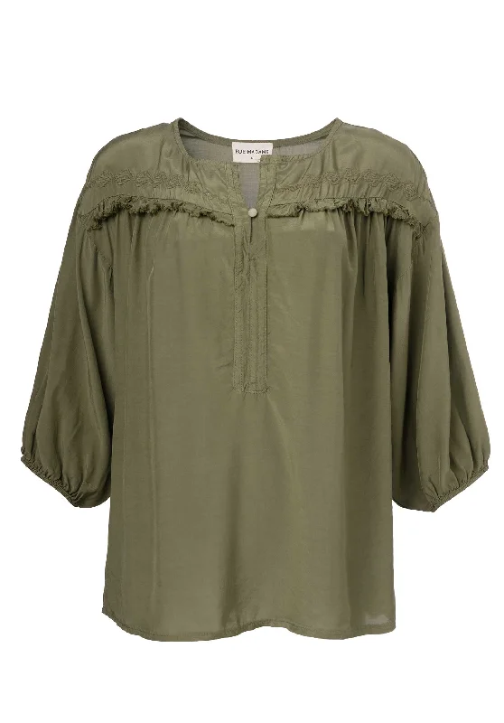 Blouse 100174 Green Casual Stripe Blouse