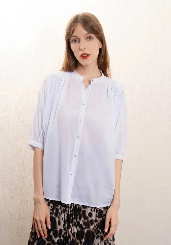 Blouse Kc806 Blouse Light-Powder-Blue Casual Stripe Blouse