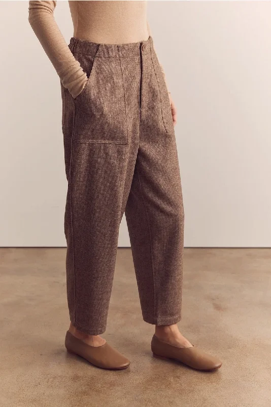 Wool Blend Baby Herringbone Pants Comfy High-Waist Jeans