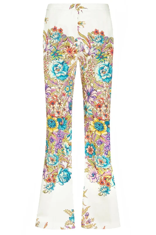 Floral Crop Flare Pant Soft Stretch Pants