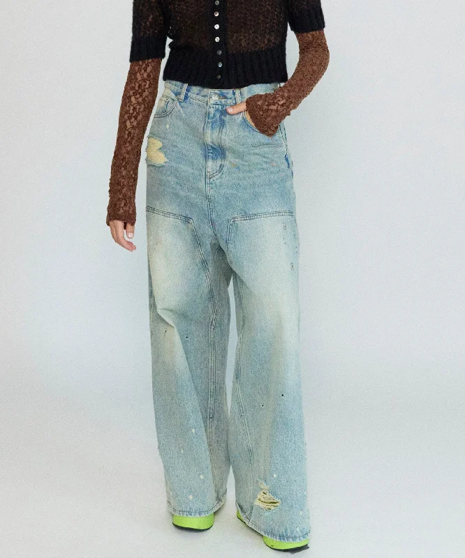 Baggy Denim Pants Stretch Fit Pants