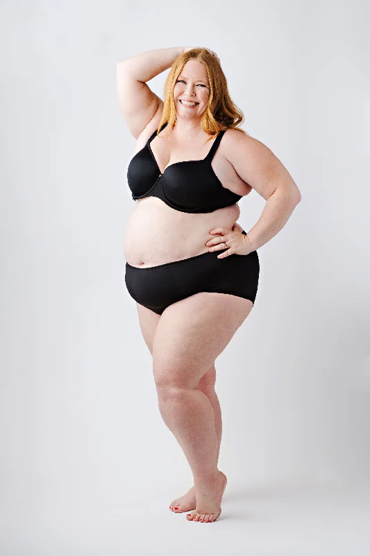Abbie Everyday T-Shirt Bra in Black Striped Floral Plaid